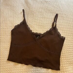 Brown Lace Crop Top